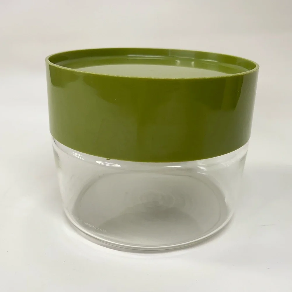 Vintage Pyrex 4x5” Glass Store'n See glass 0640 canister jar Avocado Green